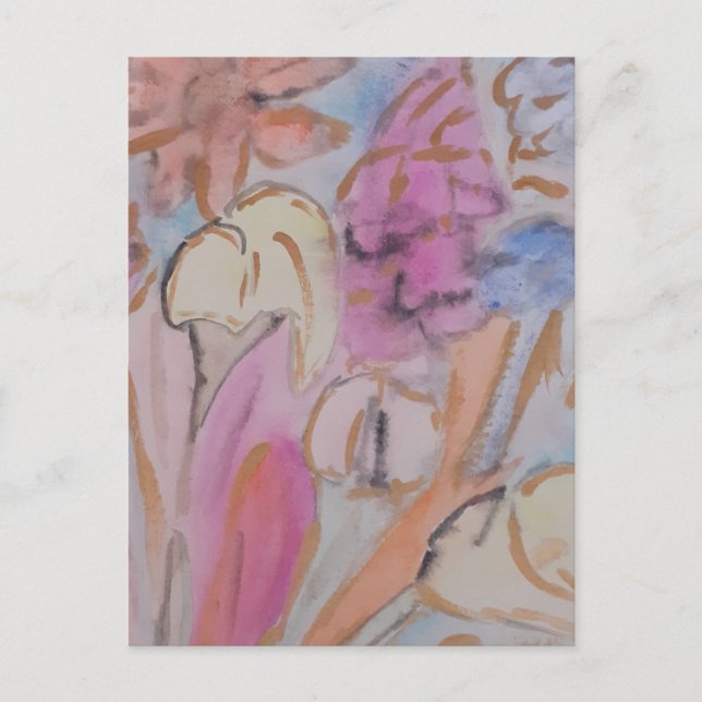 Abstrakte Pastell Floral Postkarte (Vorderseite)
