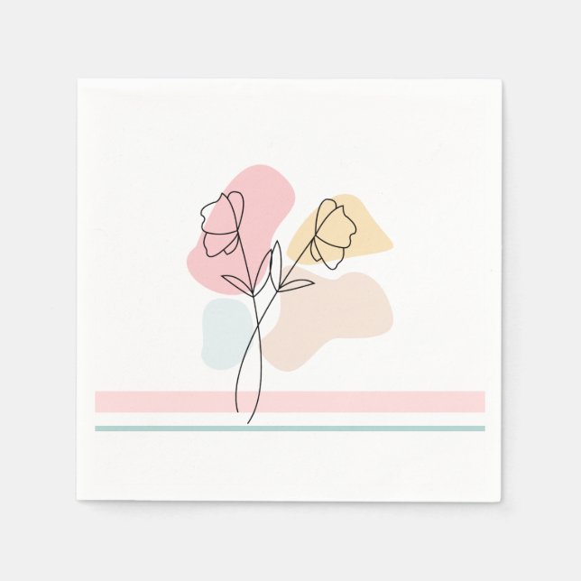 Abstrakte Pastell Floral Serviette (Vorderseite)