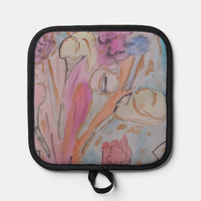 Abstrakte Pastell Floral Topflappen (Vorderseite)