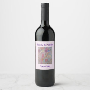 Abstrakte Pastell Floral Weinetikett