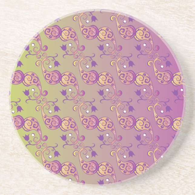 Abstrakte Pastell grün und rosa Paisley Floral Getränkeuntersetzer (Vorne)