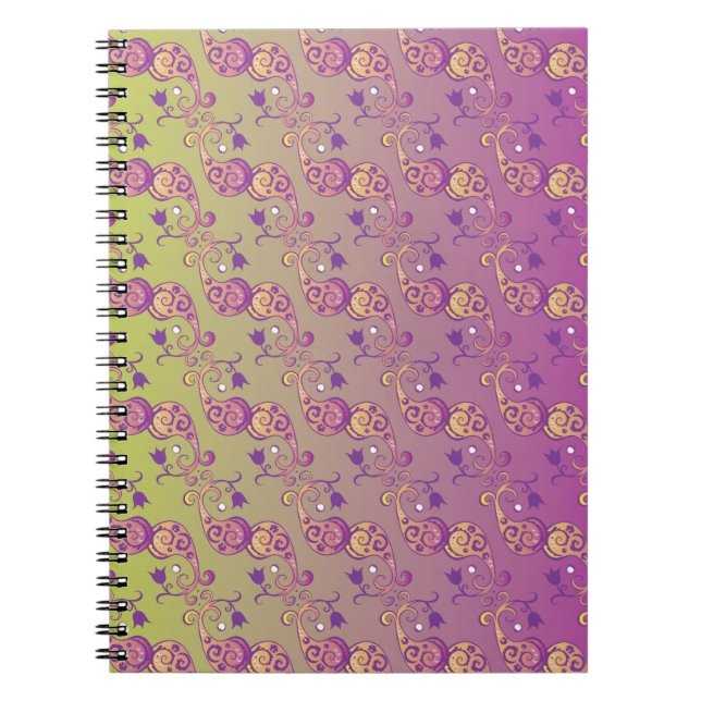 Abstrakte Pastell grün und rosa Paisley Floral Notizblock (Vorderseite)