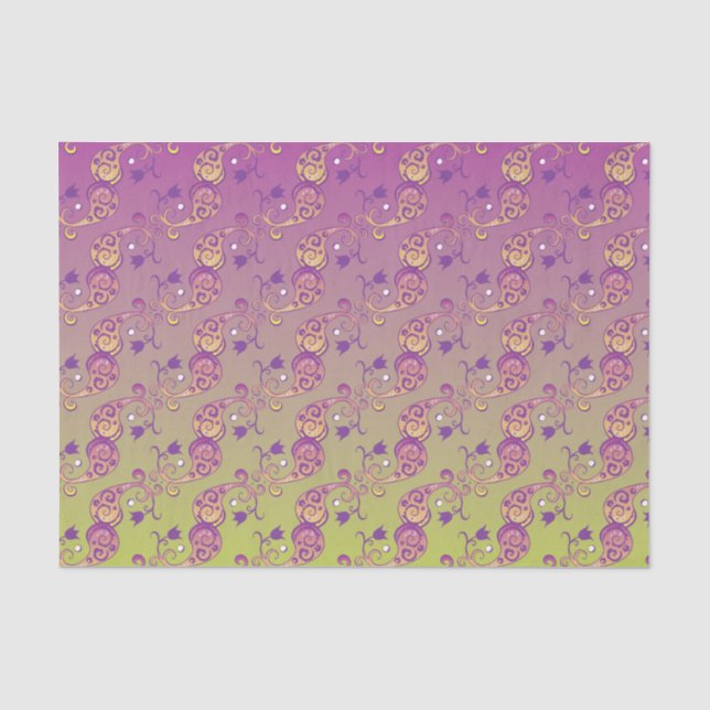 Abstrakte Pastell grün und rosa Paisley Floral Seidenpapier (Vorderseite)