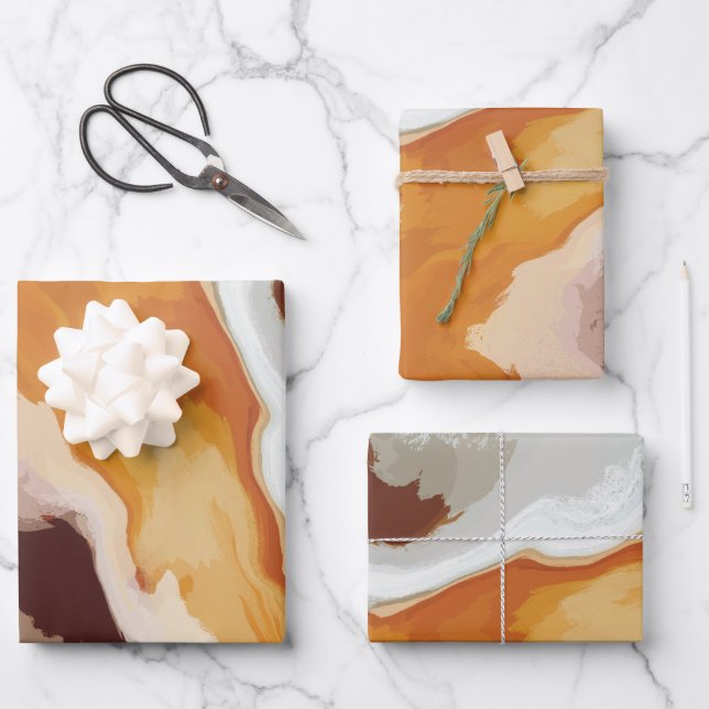 Abstrakte Pastell Paint Fox Schwanz Edition Geschenkpapier Set (Vorderseite)