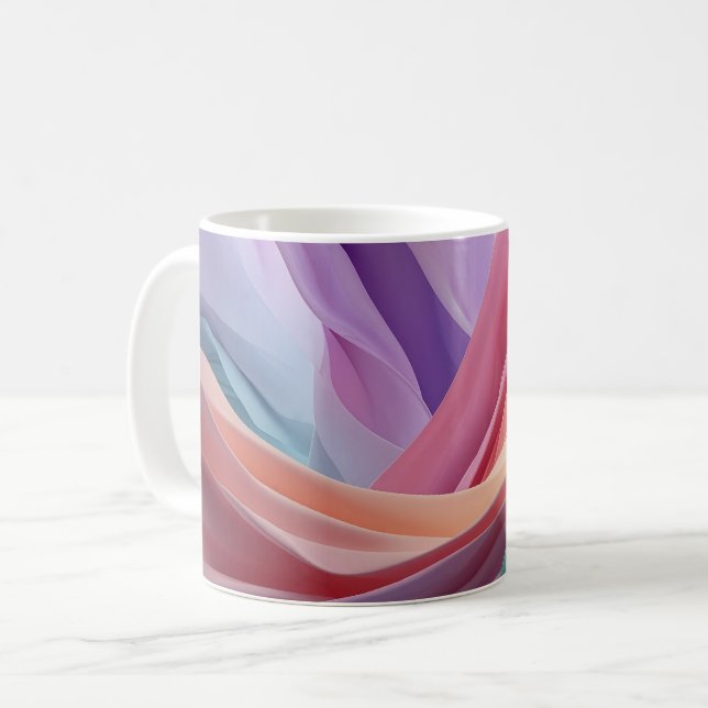 Abstrakte Pastell-Stoffwellen  Kaffeetasse (Vorderseite Links)