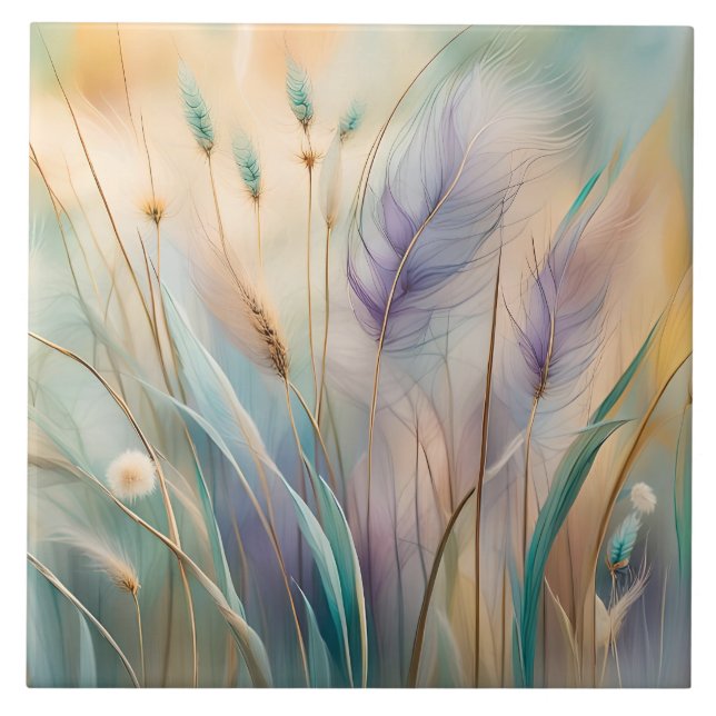 Abstrakte Pastell-Whisper, Gras III Fliese (Vorderseite)