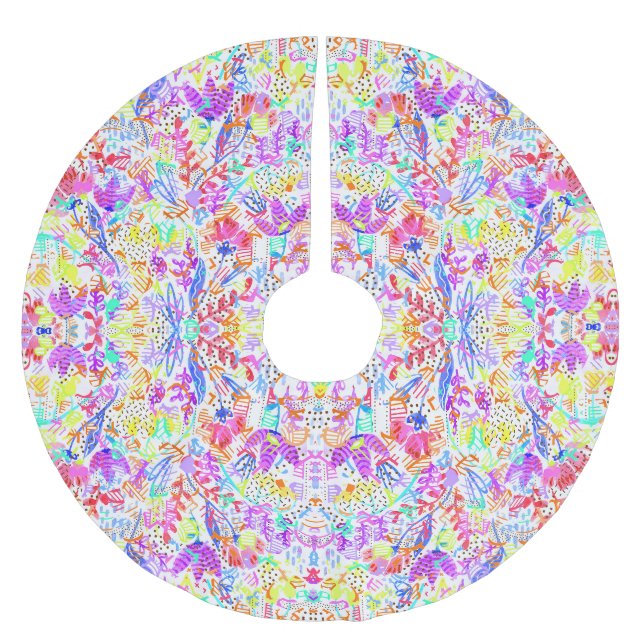 Abstrakte Pastellblumen Polyester Weihnachtsbaumdecke (Vorderseite)