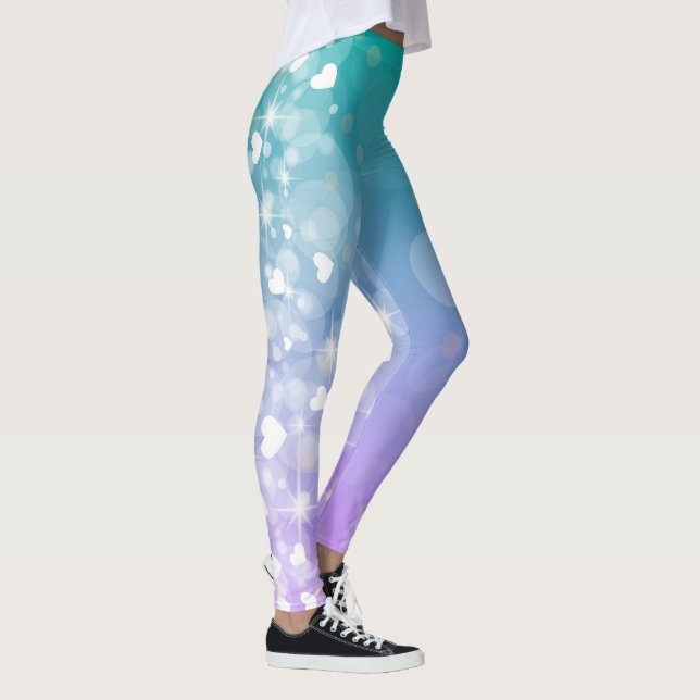 Abstrakte Pastelle und Herz Leggings (Rechts)