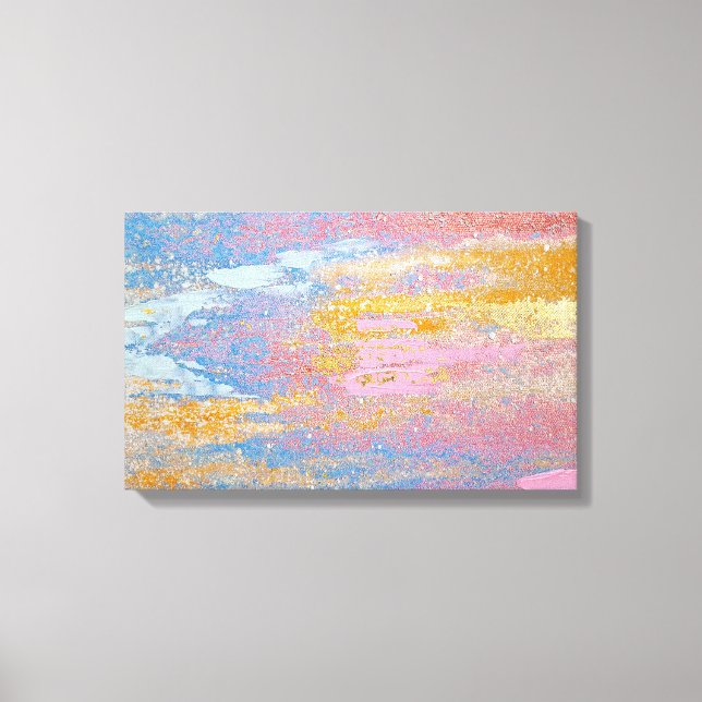 abstrakte Pastellfarbe Textur mit Goldflecken Leinwanddruck (Vorderseite)
