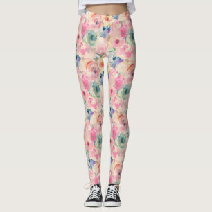 Abstrakte Pastellfarben Blume Blumenmuster Leggings