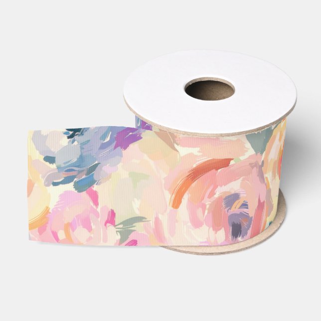 Abstrakte Pastellfarben Blume Blumenmuster Ripsband (Spule)