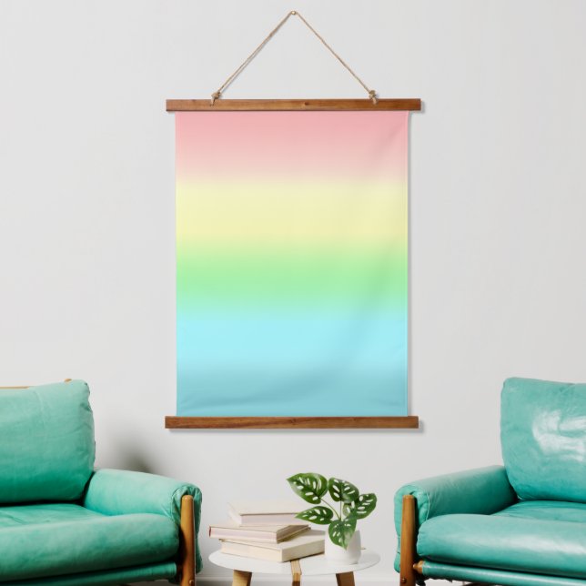 Abstrakte Pastellfarben Wandteppich Mit Holzrahmen (Wohnzimmer)