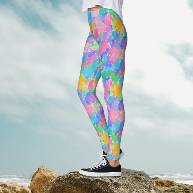 Abstrakte Pastellfarben Wasserfarbe Stroke Muster Leggings (Von Creator hochgeladen)
