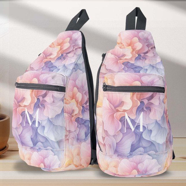 Abstrakte pastellfarbene Blume Muster, Girl Crossbody Bag (Colorful Pastel Abstract FLower Dopp Kit Bag)