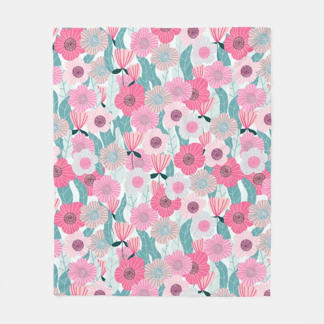 Abstrakte pastellfarbene Blumenmuster. Schöne Rosa Fleecedecke (Vorderseite)
