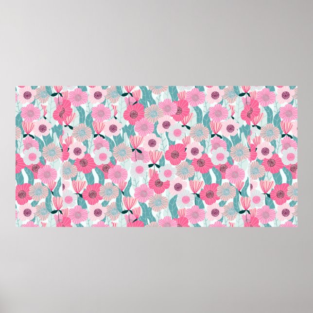 Abstrakte pastellfarbene Blumenmuster. Schöne Rosa Poster (Vorne)