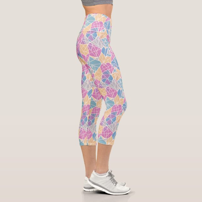 Abstrakte, pastellfarbene Formen Capri Leggings (Rechts)