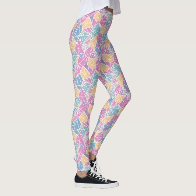 Abstrakte, pastellfarbene Formen Leggings (Rechts)