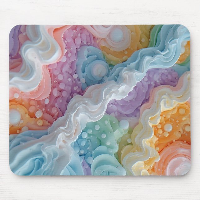 Abstrakte Pastellfarbenwellen Mousepad (Vorne)