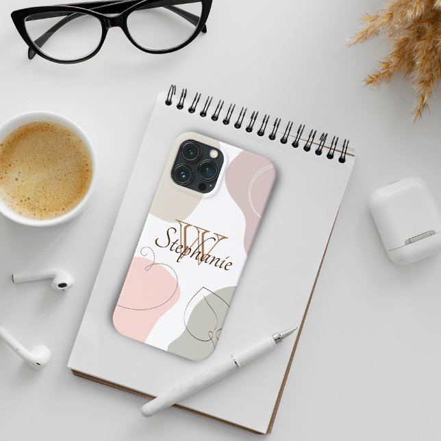 Abstrakte Pastellformen mit Name Monogram Case-Mate iPhone 14 Hülle (Von Creator hochgeladen)