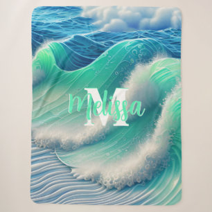 Abstrakte Pastellwasserwellen Mit Monogramm Sherpadecke