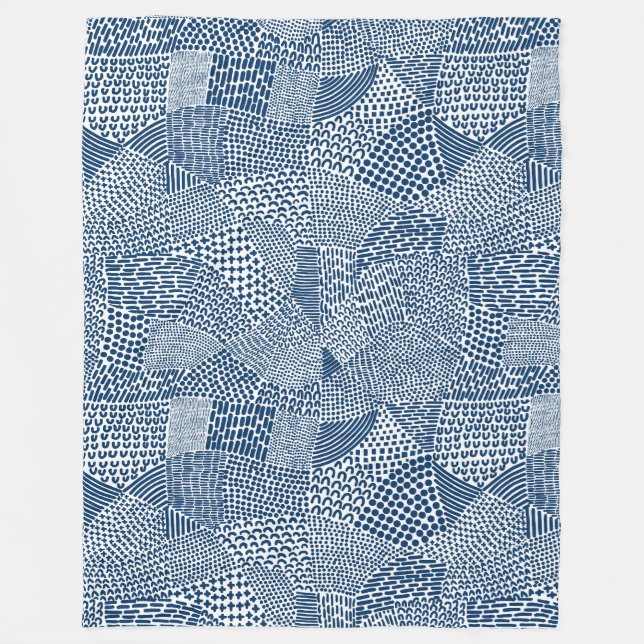 Abstrakte Patchwork-Karte - Indigofarbstoff Blau a Fleecedecke (Vorderseite)