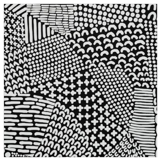 Abstrakte Patchwork-Karte - Weiß auf Schwarz Stoff (Muster)