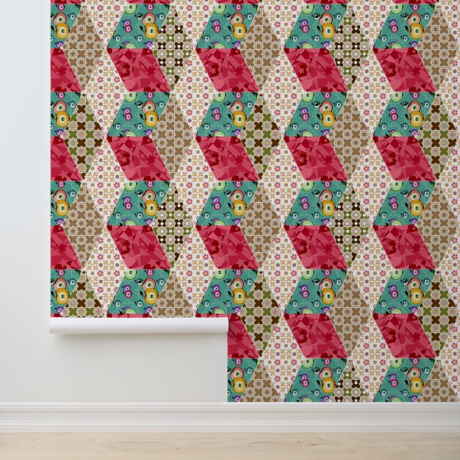 Abstrakte Patchwork-Quilting-Quilt-Retro Tapete (Anwendung)