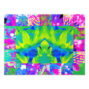 Abstrakte Patchwork-Sonnenblumen-Garten-Collage Fotodruck