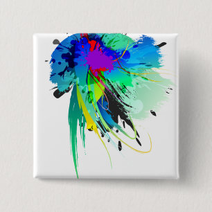 Abstrakte Peacock Paint-Spritzer Button