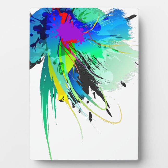 Abstrakte Peacock Paint-Spritzer Fotoplatte (Vorderseite)