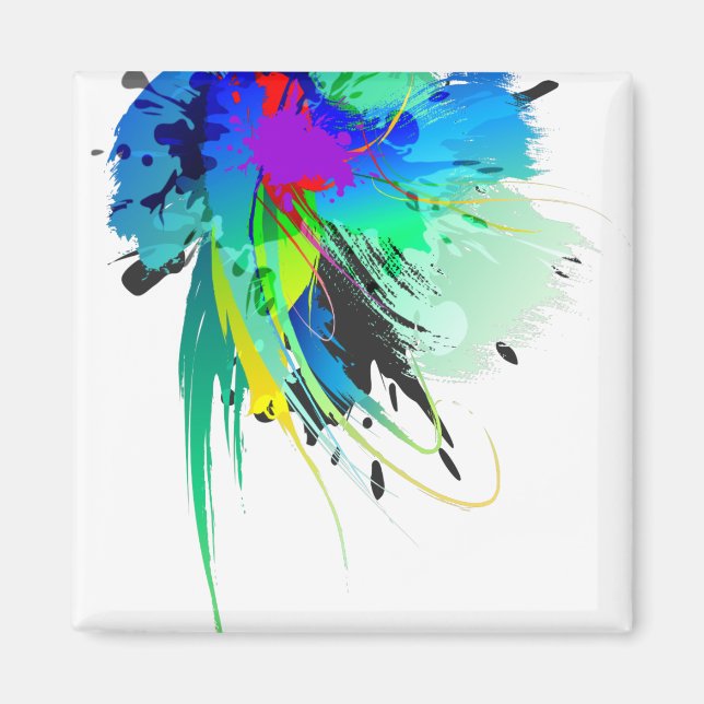 Abstrakte Peacock Paint-Spritzer Magnet (Vorne)