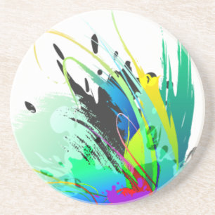 Abstrakte Peacock Paint-Spritzer Sandstein Untersetzer