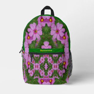 Abstrakte personalisierte rosa Kosmosmargeriten-Bl Bedruckter Rucksack