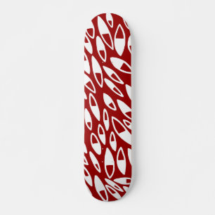 Abstrakte Petals - White on Maroon Skateboard