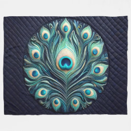Abstrakte Pfauenfeathers Navy Blue Fleecedecke