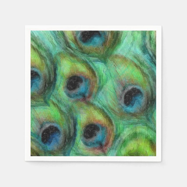 Abstrakte Pfauenfeathers Serviette (Vorderseite)