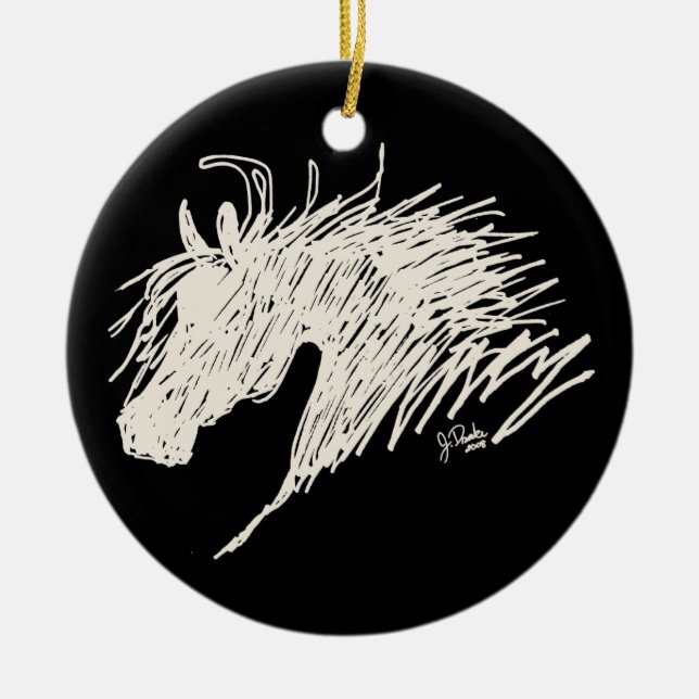 Abstrakte Pferdehaut Keramik Ornament (Vorne)