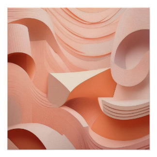 Abstrakte Pfirsichkurven - Moderne Kunst Poster