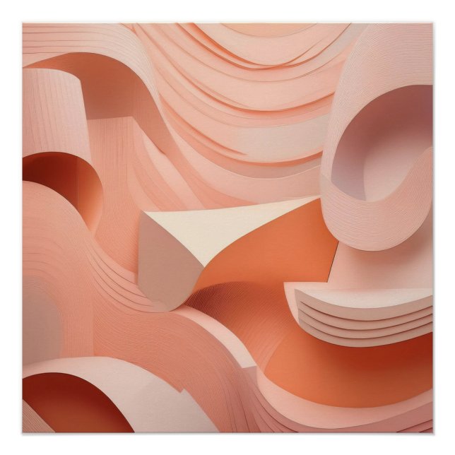 Abstrakte Pfirsichkurven - Moderne Kunst Poster (Vorderseite)