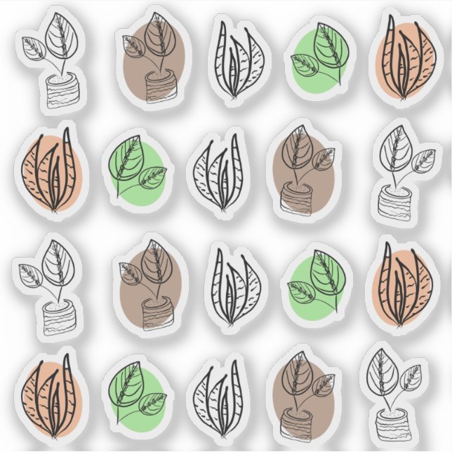 Abstrakte Pflanze Doodles Aufkleber (Vorderseite)