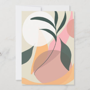 Abstrakte Pflanze Illustration Formen Rosa Vegetat Einladung