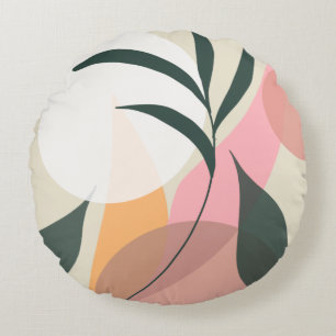 Abstrakte Pflanze Illustration Formen Rosa Vegetat Rundes Kissen