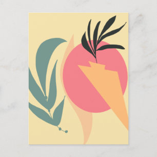 Abstrakte Pflanze Illustrationsformen Rosa Gelb Postkarte