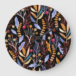 Abstrakte Pflanze Kräutermuster Große Wanduhr