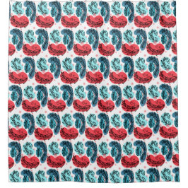 Abstrakte Pflanze rot und blau Duschvorhang