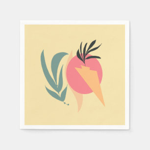 Abstrakte Pflanzenillustrationsformen Pink Gelb Serviette