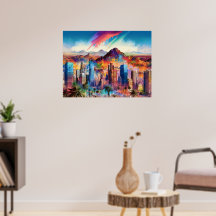Abstrakte Phoenix Arizona Skyline Poster