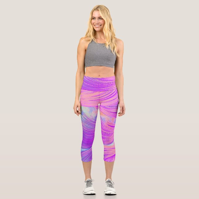 abstrakte Phoenix Feathers Capri Leggings (Vorderseite)