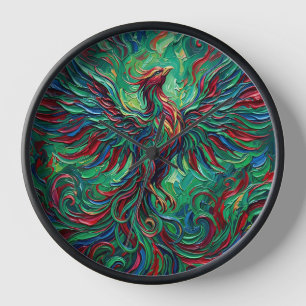 Abstrakte Phoenix-Flügel-Juwel-Ton-Kunstuhr Uhr